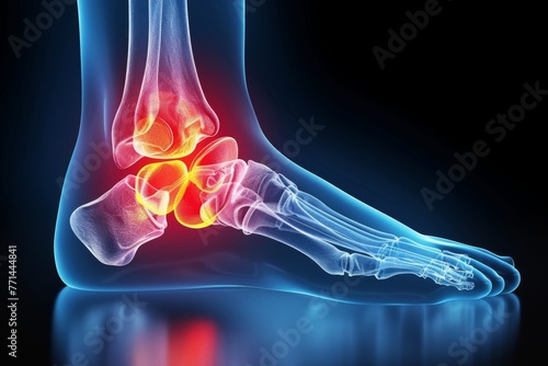 Painful foot, 3d rendered medical illustration photo