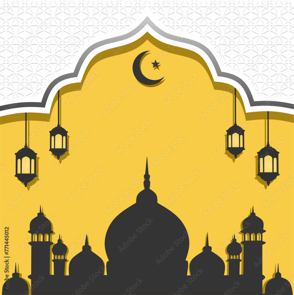 Islamic background design for greeting cards with the theme of Ramadan, Eid al-Fitr and Islamic New Year