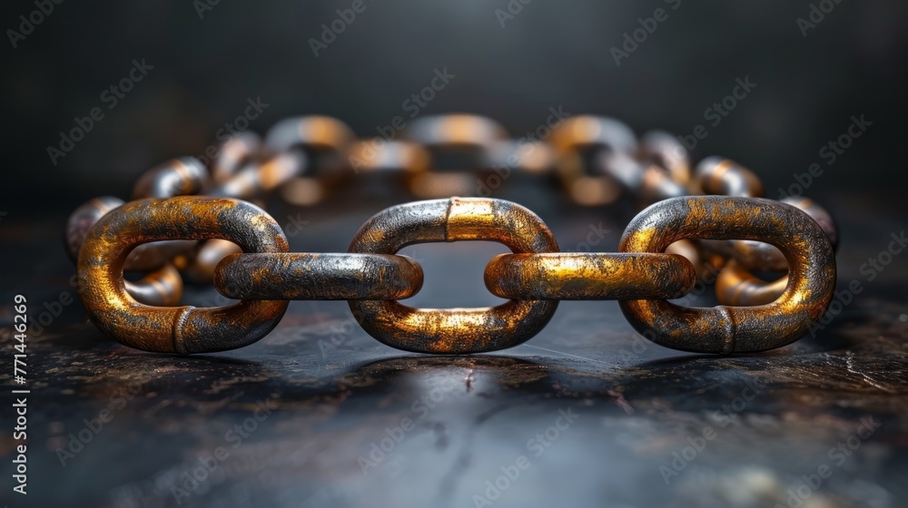 Closeup of a metal chain. The concept of connection and cooperation. Closeup of a metal chain. The concept of connection and cooperation.