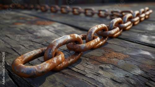 Closeup of a metal chain. The concept of connection and cooperation.