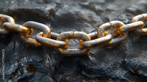 Closeup of a metal chain. The concept of connection and cooperation.