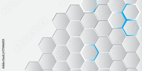 abstract background with hexagons in white. White hexagon background. White background design. Technology white hexagon background design. Vector. Illustration.