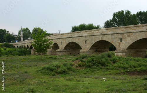 Historical Gazi Mihal Bey Bridge in Edirne  Turkey