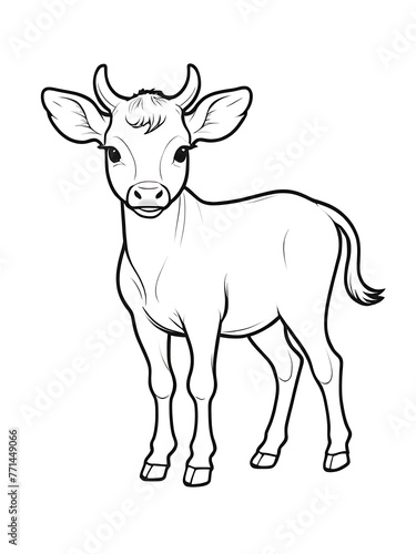 cow outline white coloring page  smoothly white background   ai generated