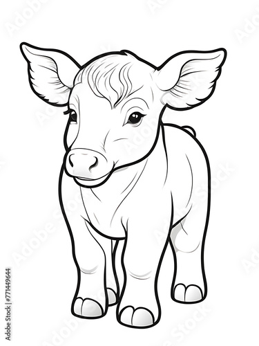 cow outline white coloring page  smoothly white background   ai generated