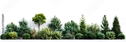 Vibrant Evergreen Trees and Foliage in Lush Landscaped Garden