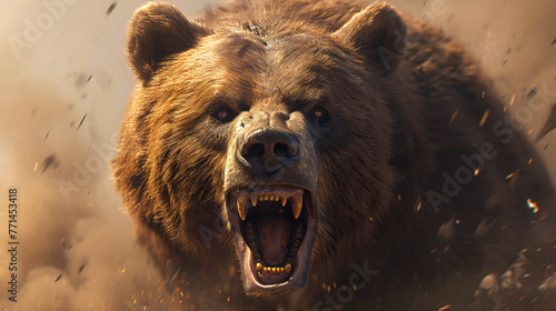 Portrait of a majestic brown bear, symbolizing the wild and untamed aspects of nature