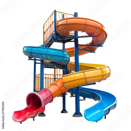 Water slide playground, transparent background, isolated image, generative AI