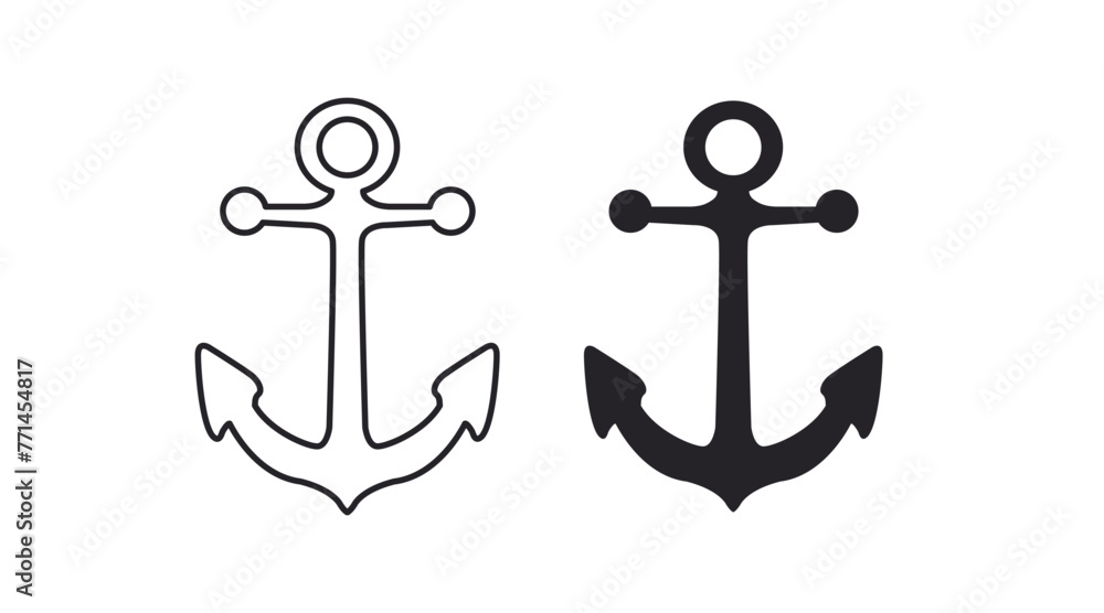 Anchor Icon Set. Black and white isolated illustration set of an anchor Anchor Icon Set. Black and white isolated illustration set of an anchor