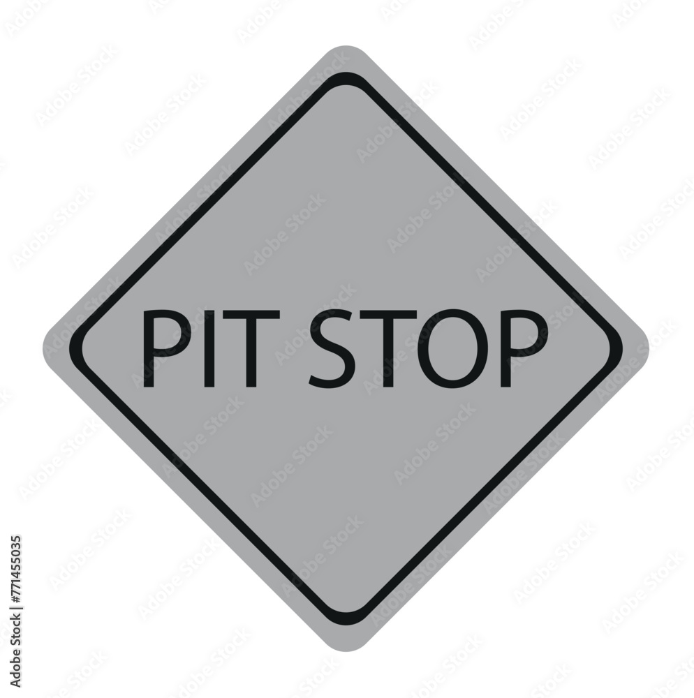 yellow diamond road sign with a black border and an image pit stop, sticker on white background. Vector Illustration yellow diamond road sign with a black border and an image pit stop, sticker on white background. Vector Illustration