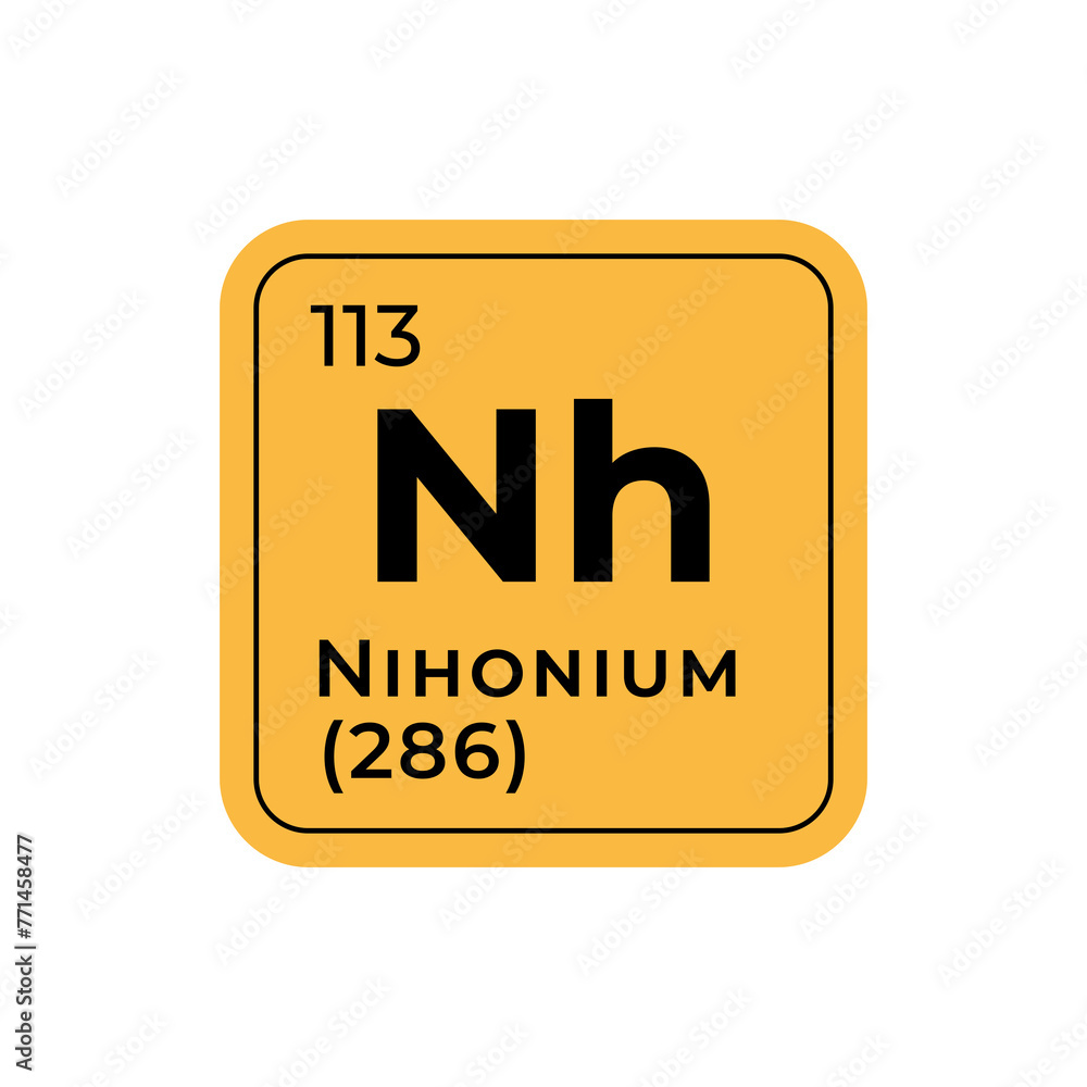 Nihonium, chemical element of the periodic table graphic design Nihonium, chemical element of the periodic table graphic design