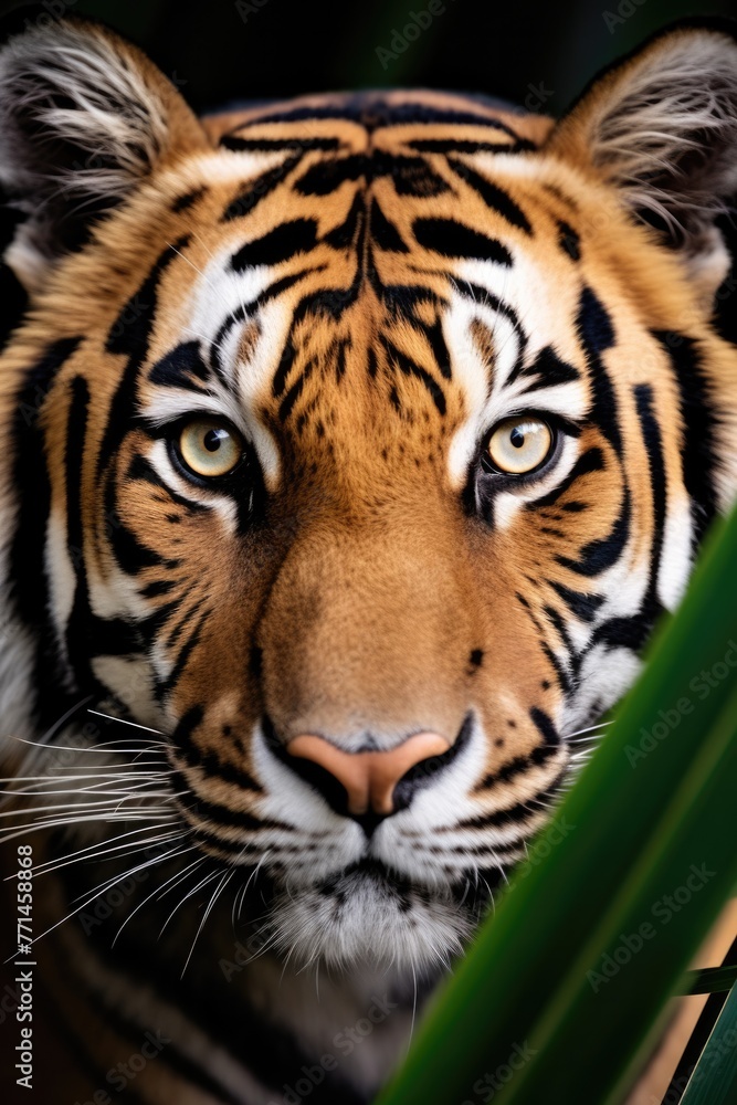 Close up of one tiger on outdoor background.