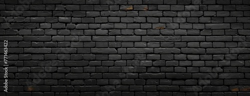 Panoramic texture of black brick wall  brickwork background for design or backdrop  Generative AI 