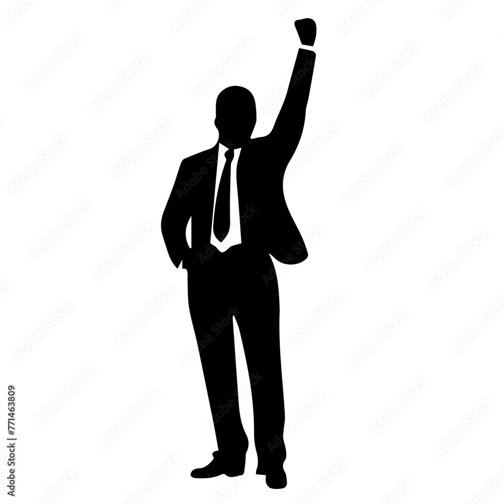 silhouette of businessman with arms raised after successful in their business. silhouette of businessman with arms raised after successful in their business.