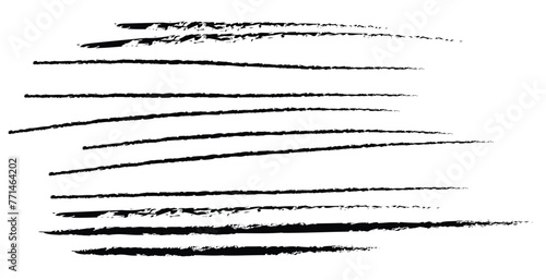 Brush strokes seamless pattern. Black ink stripe on white background. Simple monochrome line patern. Horizontal stripes. Striped backdrop. Design prints. Hand draw lines texture. Vector illustration