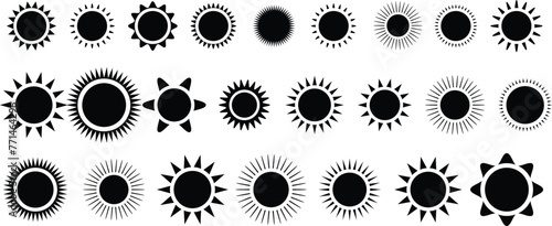 Set of black price sticker, sale or discount sticker, sunburst badges icon. Stars shape with different number of rays.Special offer price tag. Black starburst promotional badge set, shopping labels