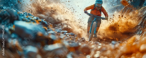 Dynamic Downhill Mountain Biking in Mud