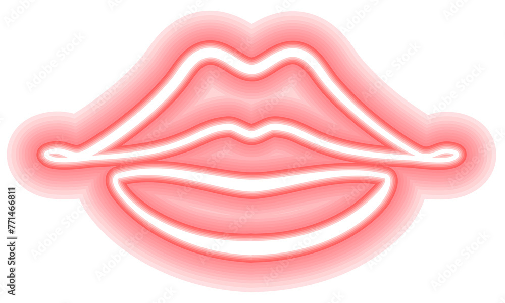 Neon glowing lips shining vibrant bright woman lips, love kiss icon with transparent background Neon glowing lips shining vibrant bright woman lips, love kiss icon with transparent background