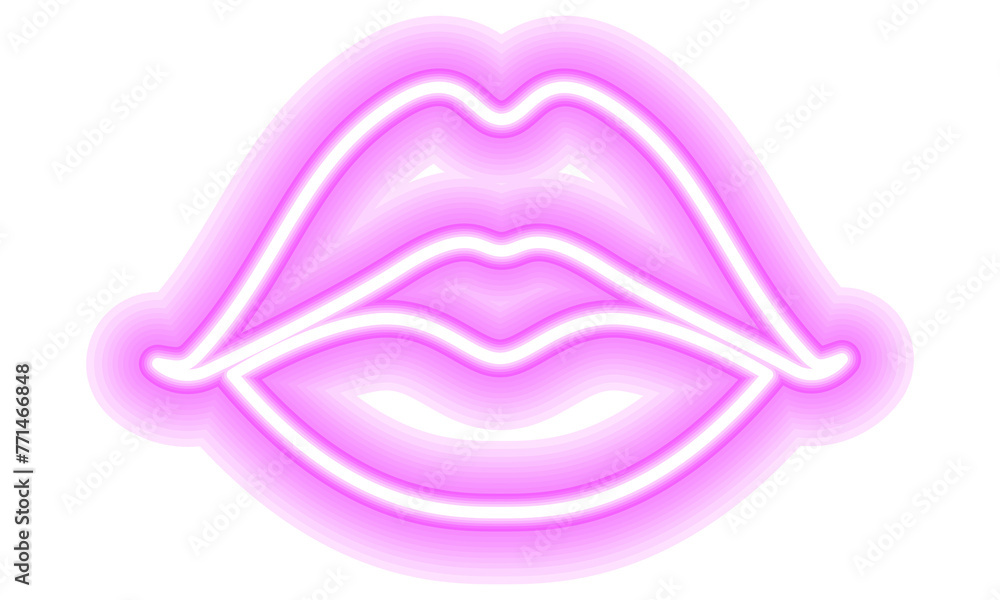Neon glowing lips shining vibrant bright woman lips, love kiss icon with transparent background Neon glowing lips shining vibrant bright woman lips, love kiss icon with transparent background