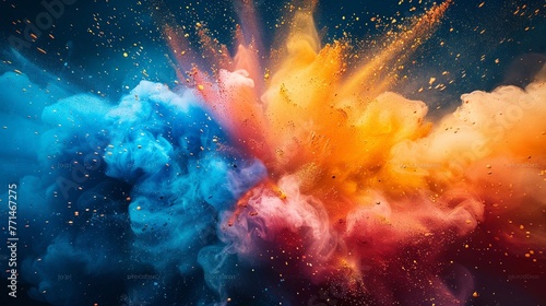 Cielo stellato con esplosioni multicolori photo