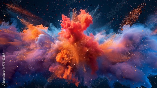 Cielo stellato con nuvole multicolori photo