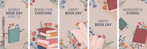 Hand drawn stories instagram collection for world book day celebration