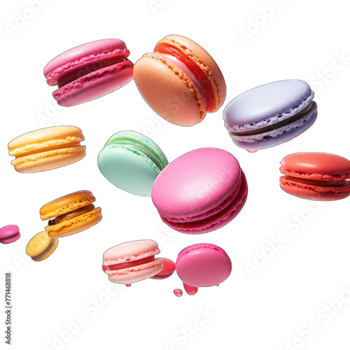 Wallpaper Mural Various colorful of macarons floating on the air Torontodigital.ca