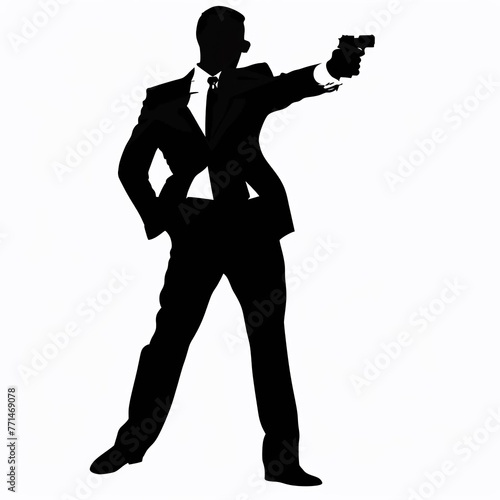 Sagoma agente segreto che punta arma per sparare photo
