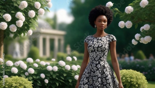 3d model Elegant Black woman attending a garden pa (11) photo