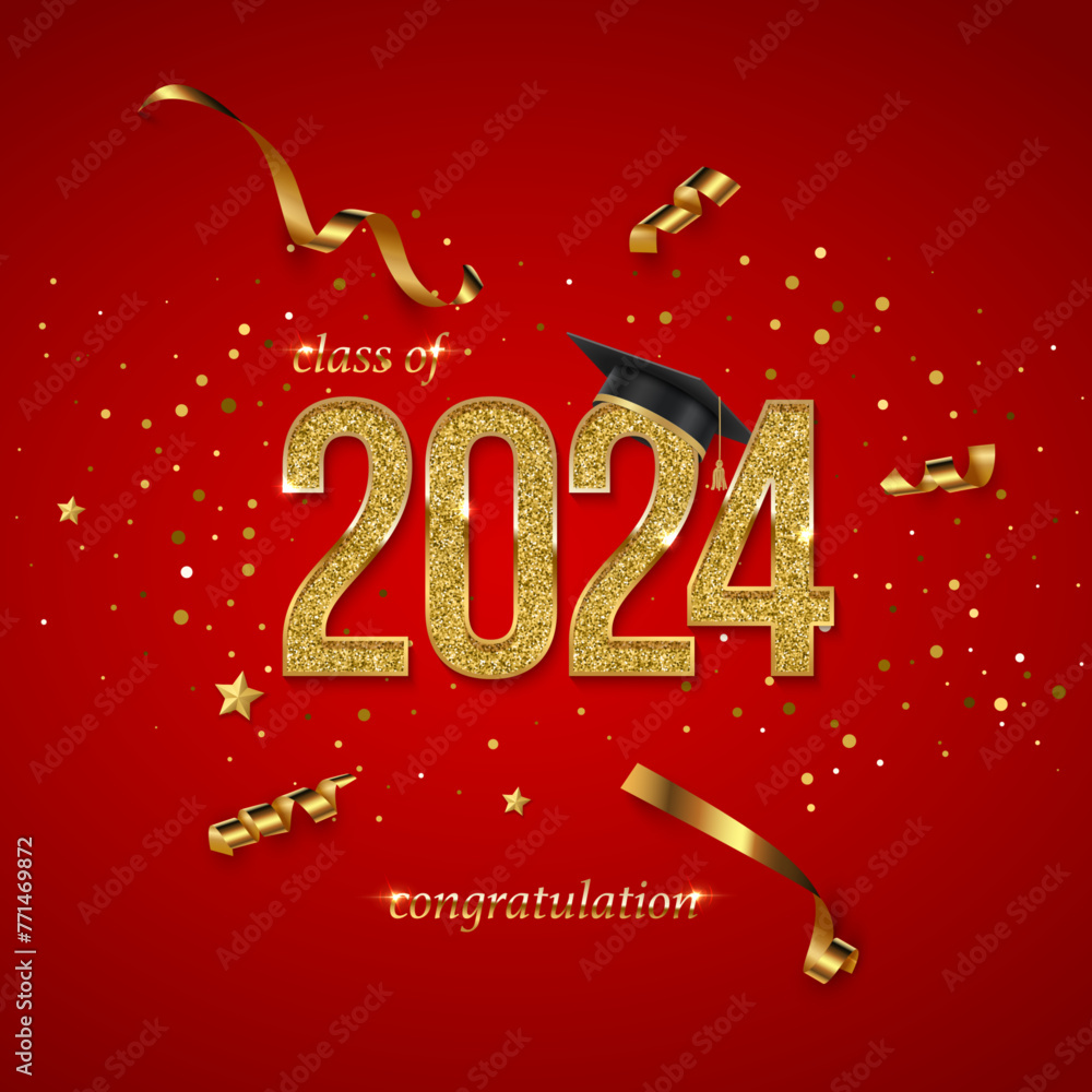 Vecteur Stock 2024 graduation ceremony square banner. Award concept ...