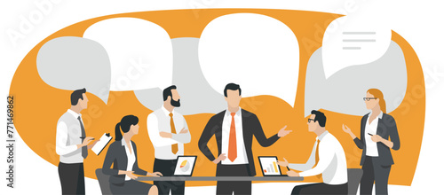 Business meeting. Teamwork and communication concept. Vector illustration.