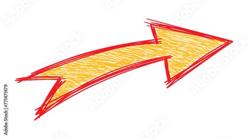 red arrow sign on white background. doodle arrow sign concept