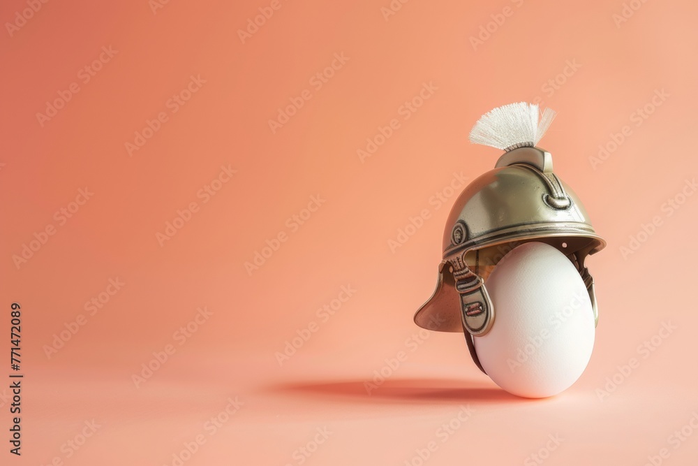 Easter egg with Roman helmet. Ai generative art