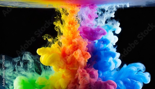 Vivid Vortex: Rainbow Colors Swirling in Ink"