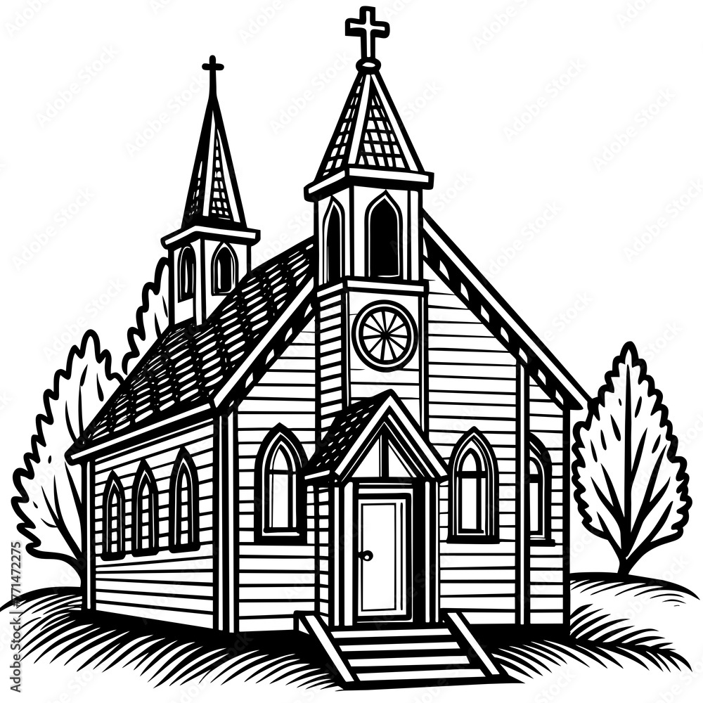 hand drawn church illustration