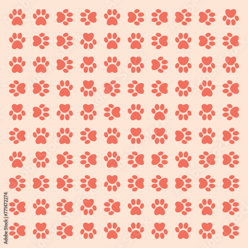 A set of paw seamless prints vector illustration