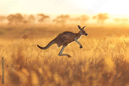 Free Under The Outback Sun: Kangaroo In Its Natural Australian Habitat