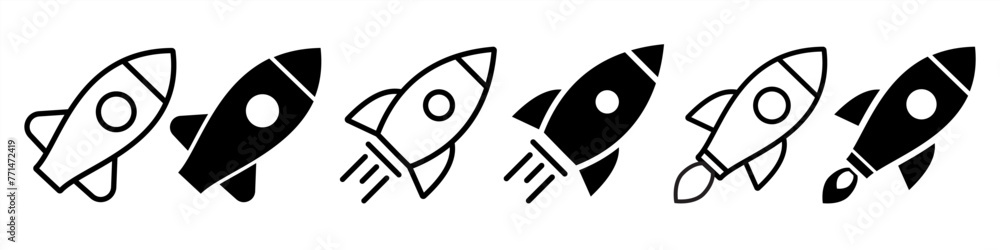 Rocket icon. Rocket icon set with transparent background. Rocket launching sign and symbol. Business startup symbol. Vector in flat and outline design style. Vector illustration. Rocket icon. Rocket icon set with transparent background. Rocket launching sign and symbol. Business startup symbol. Vector in flat and outline design style. Vector illustration.