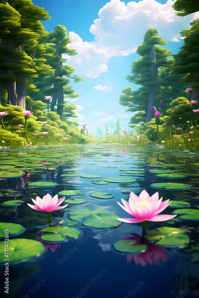Water Lilies and Reflective Serenity Water Lilies and Reflective Serenity