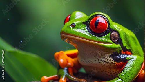 beautiful tropical frog close up