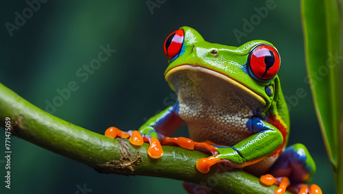 colorful tropical frog close up