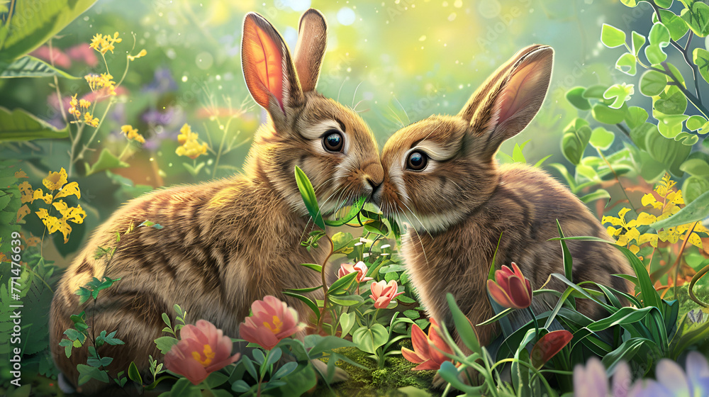 rabbits in the grass, generative ai rabbits in the grass, generative ai