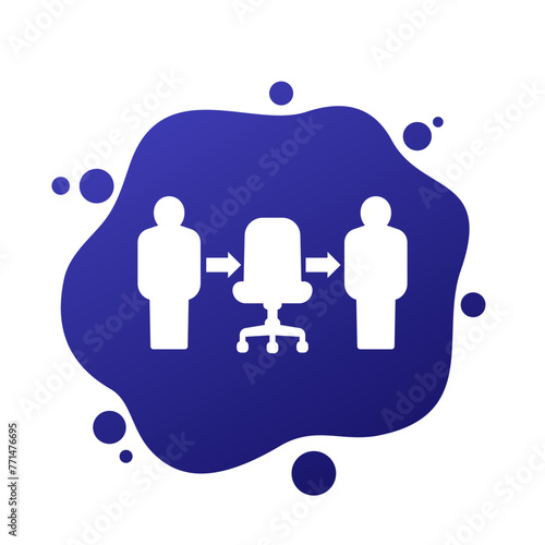 Employee turnover icon with workers, vector