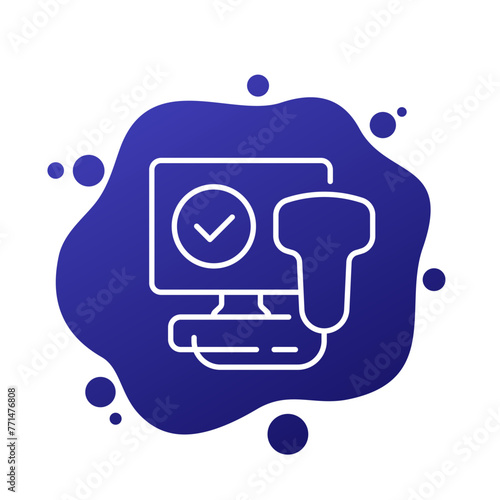 ultrasound scanner icon, ultrasonography linear vector design