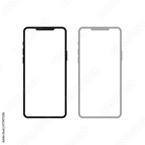 Two Smartphones mockup front view. Isolated on white background.