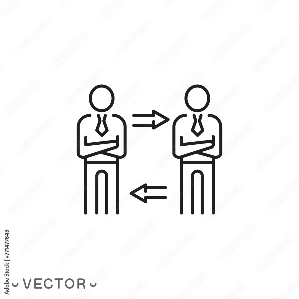 update staff icon, employee relationship, change social policy, thin line symbol isolated on white background, editable stroke eps 10 vector illustration update staff icon, employee relationship, change social policy, thin line symbol isolated on white background, editable stroke eps 10 vector illustration