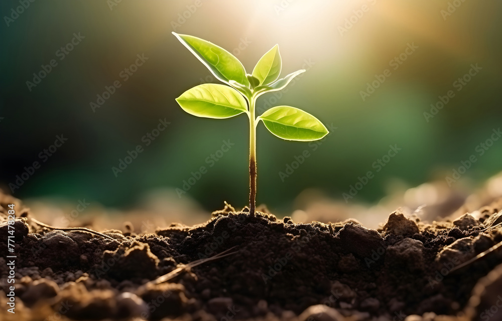 young tree plant growth in soil summer daylight young tree plant growth in soil summer daylight