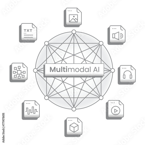 Multimodal AI. Harness versatile intelligence with this multimodal AI icon, ideal for illustrating AI systems capable of processing multiple types of data.