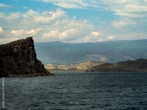 Sheer cliff, sea shore of Lake Baikal