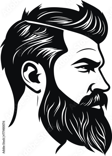 Man face, Haircut and beard ,Brutal man, man with beard and hair, barbershop logo, vector illustration